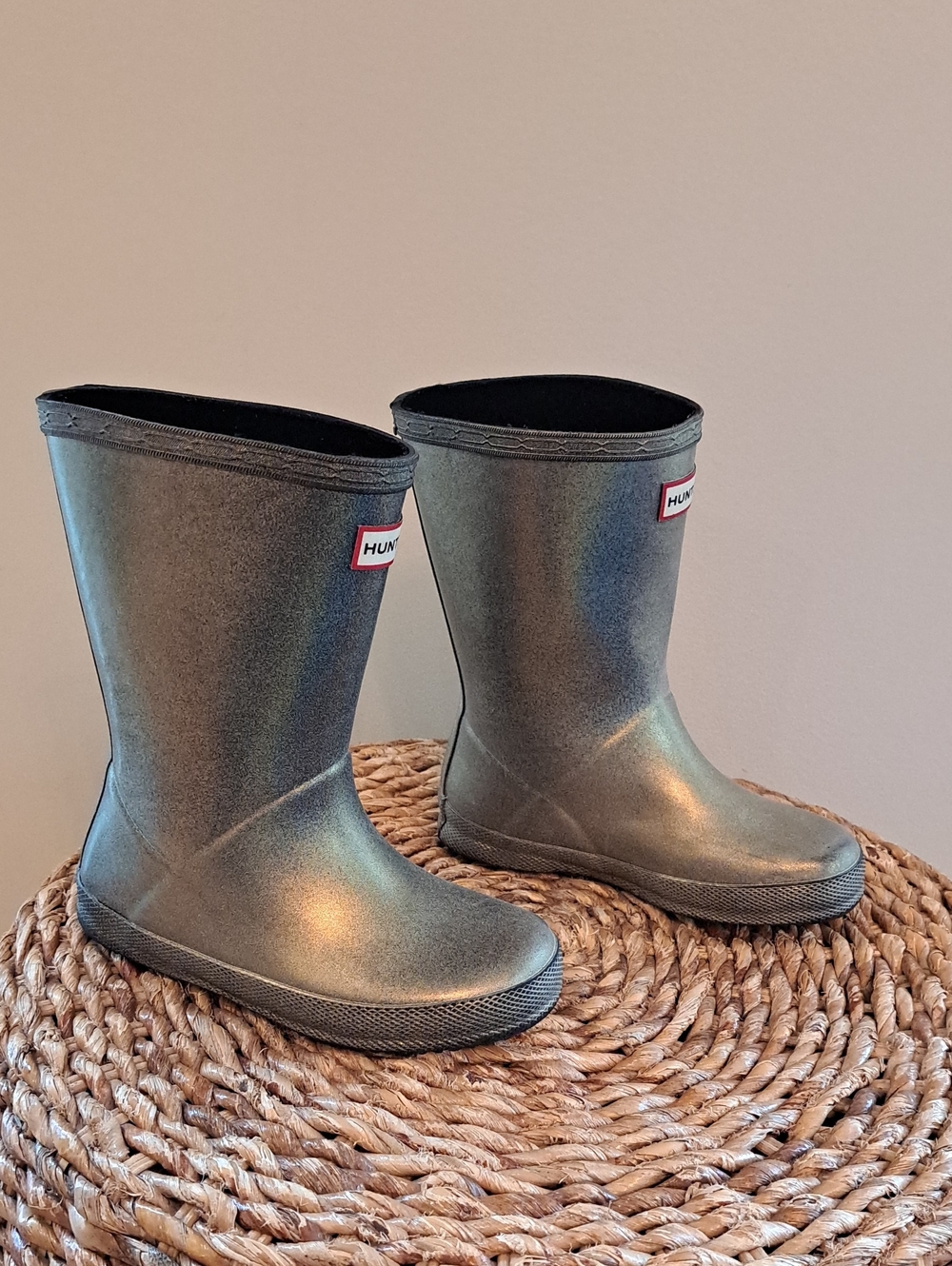 Hunter Toddler Unisex Glitter Metallic Gold Wellie/Rain/Outdoor Boots B10/G11